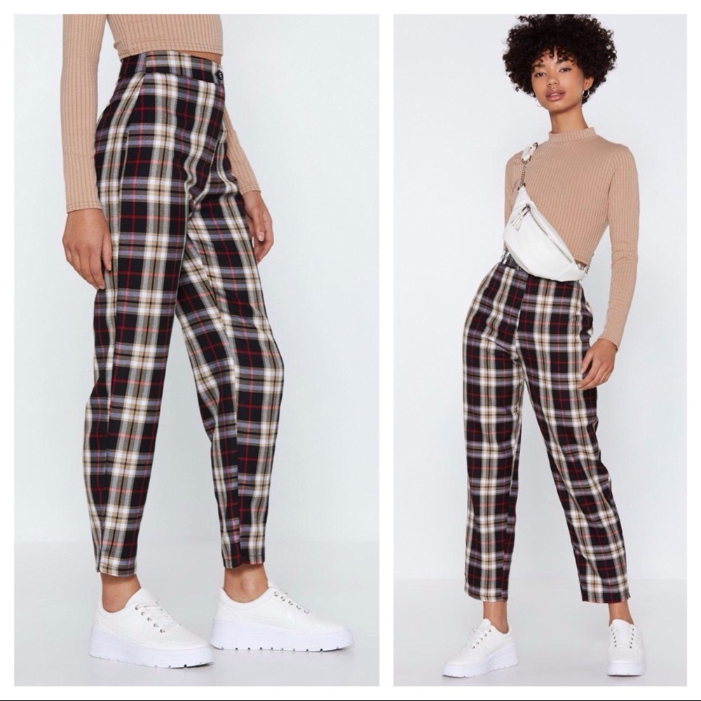 Nwot Nasty Gal Tartan Plaid Tapered Pants